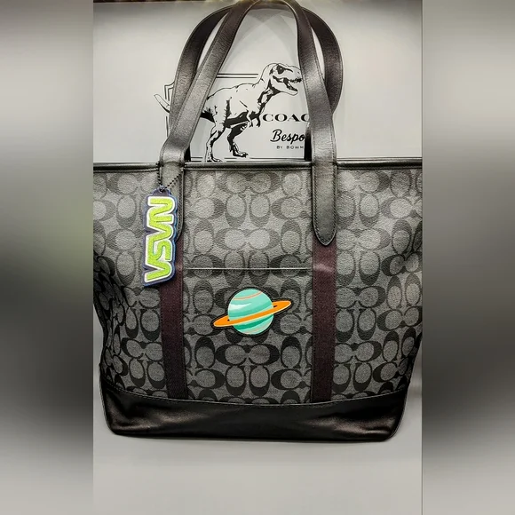 RARE! Coach X NASA City Tote -Upcycled- One-of-a-Kind Black/Grey - Picture 6 of 16